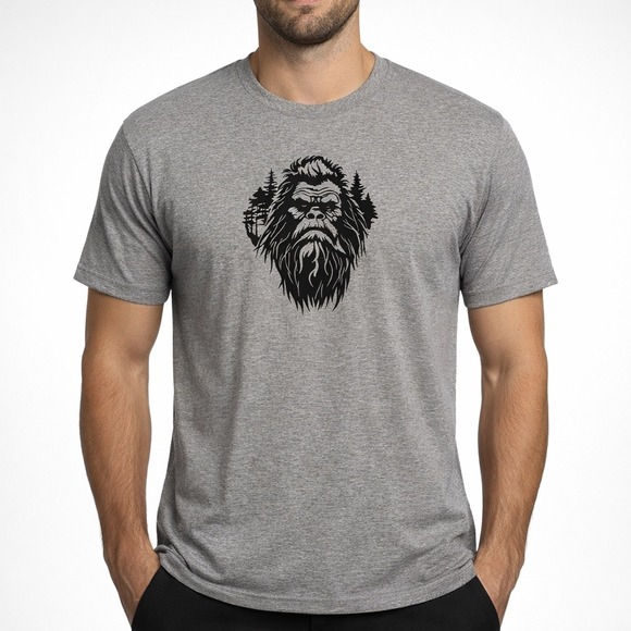 Gildan Other - Gildan Bigfoot Graphic T Shirt Mens Grey Heavy Cotton Trees Sasquatch Size M